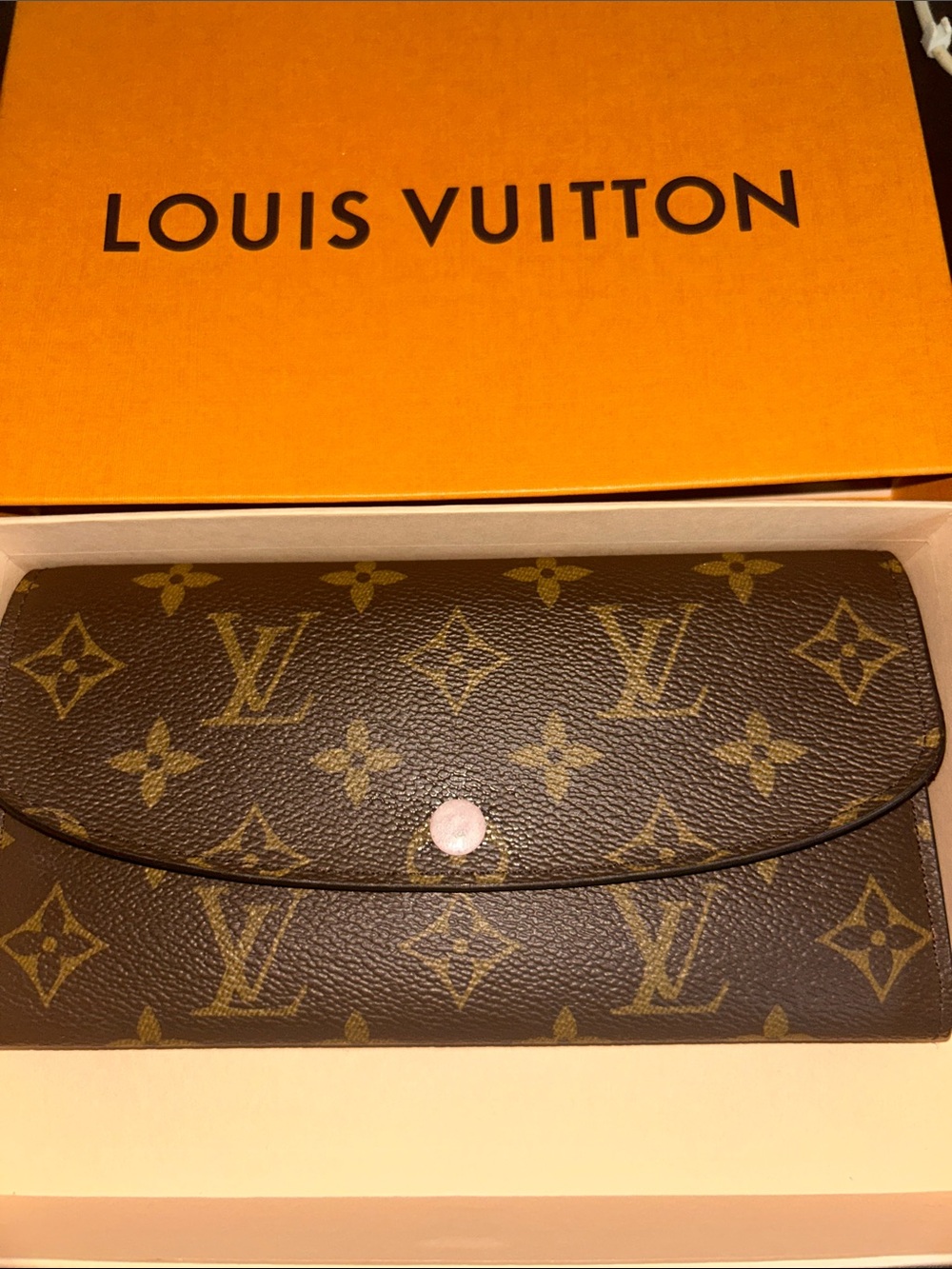 Louis Vuitton Monogram Canvas Emilie Long Wallet in Brown and Pink - Picture 1 of 17